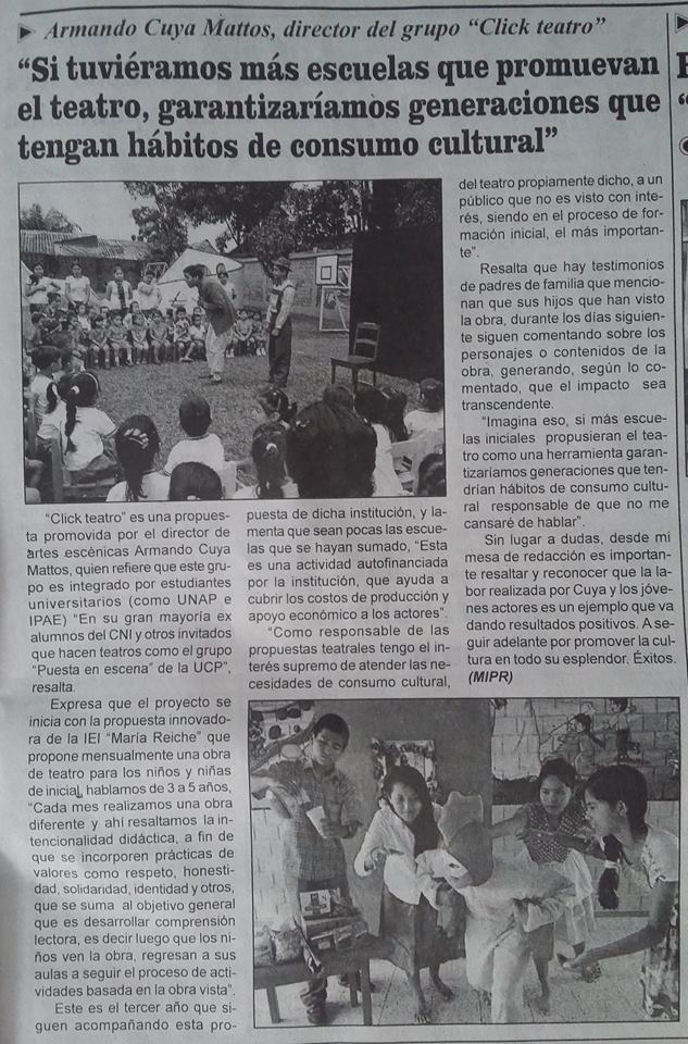 Publicación en Diario La Región, Iquitos-Loreto-Perú